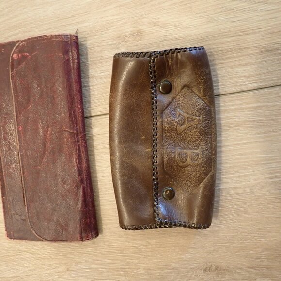 Antique Victorian Leather Wallet RR Railroad Tickets Stamps 1800s + Change purse - Picture 6 of 7